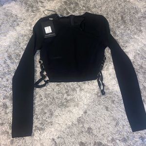 Missguided black top with side chain detailing
